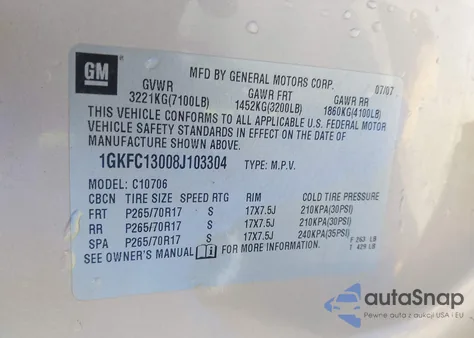 2008 GMC Yukon Sle из США, поврежденный, VIN 1GKFC13008J103304